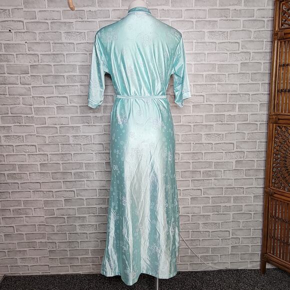 VTG Julie Girl Blue Floral Robe, sz Medium - Picture 4 of 7